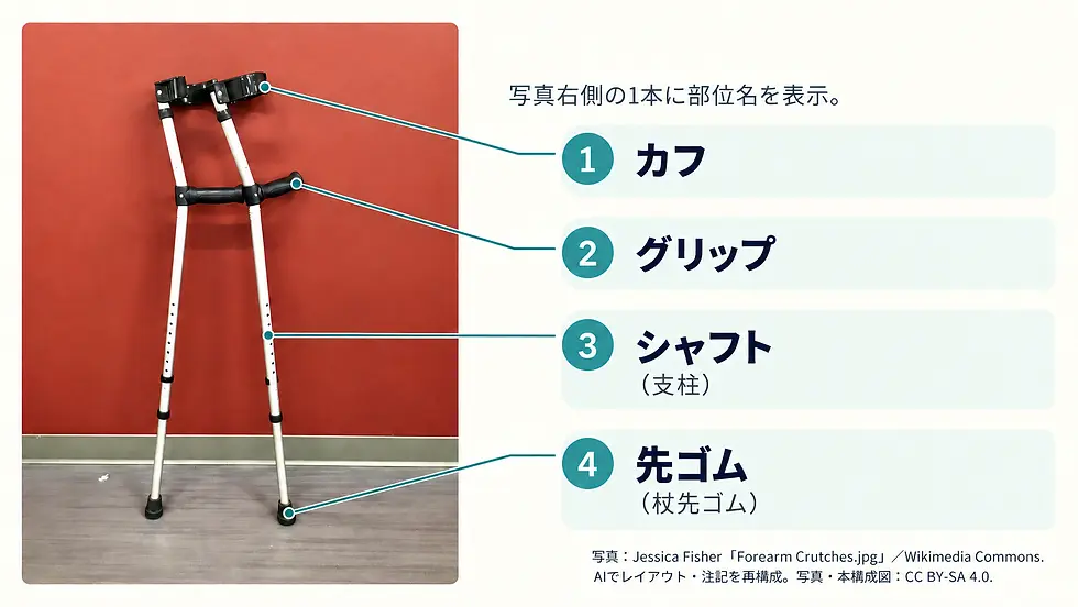 ロフストランド杖の各部の名称