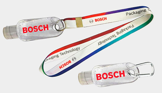 Cordão com bisnaga para àlcool personalizado