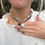 Thumbnail: Silver heart charm scarf necklace