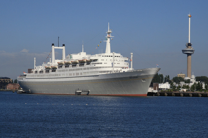 Glass applique art on steamship Rotterdam