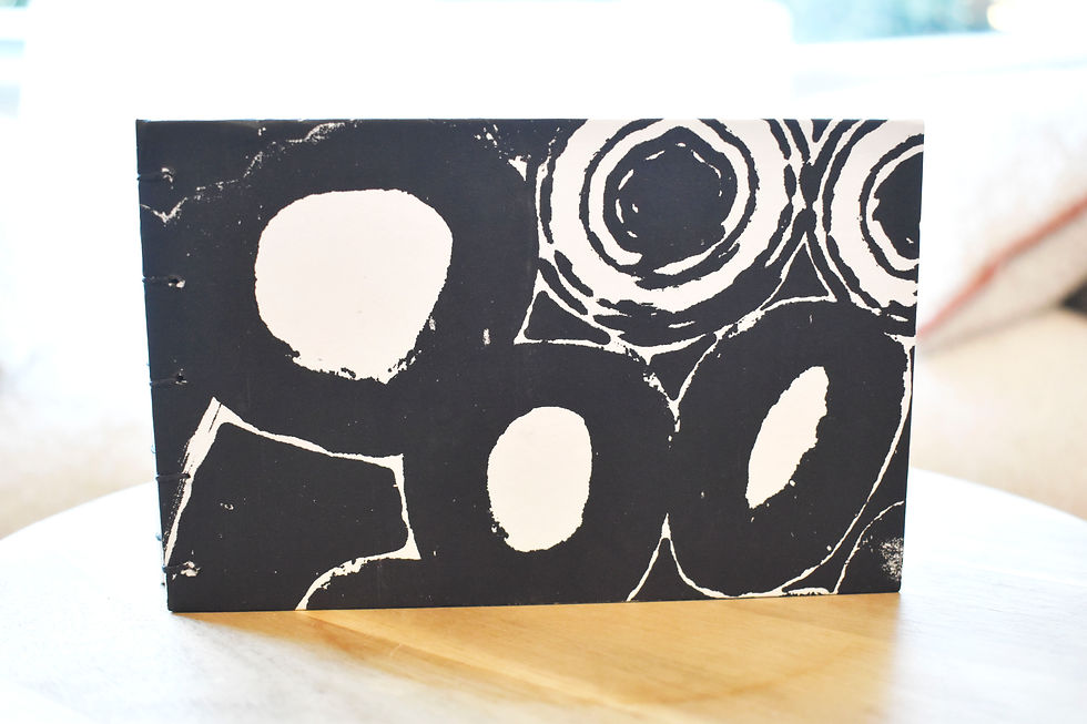 Handprinted black and white sketchbook