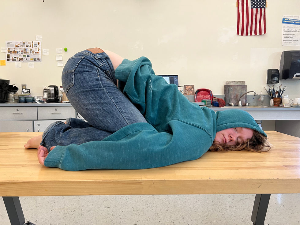 Reference Photo for Child's Pose -Maternal Respite- a Tired Mom Sculpture by Alli Plourde
