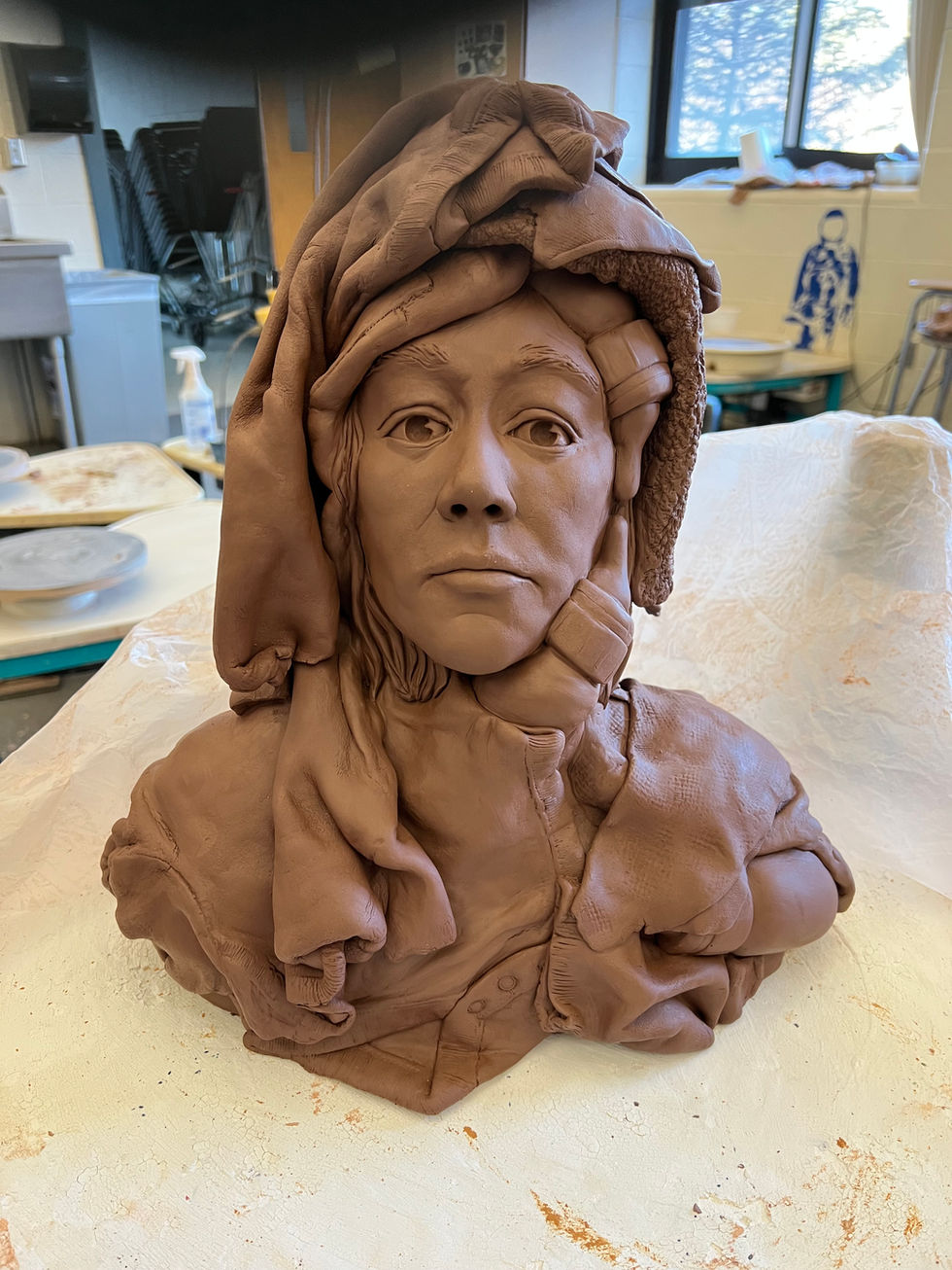 Mothers Load - Tired Mom Sculpture by Alli Plourde -Greenware