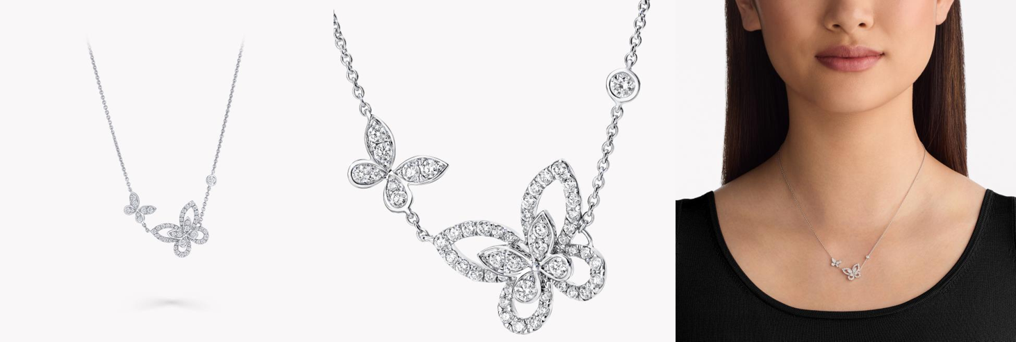 Double Butterfly Silhouette Diamond Pendant