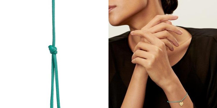 Heart Tag Bracelet in Yellow Gold on a Tiffany Blue® Cord