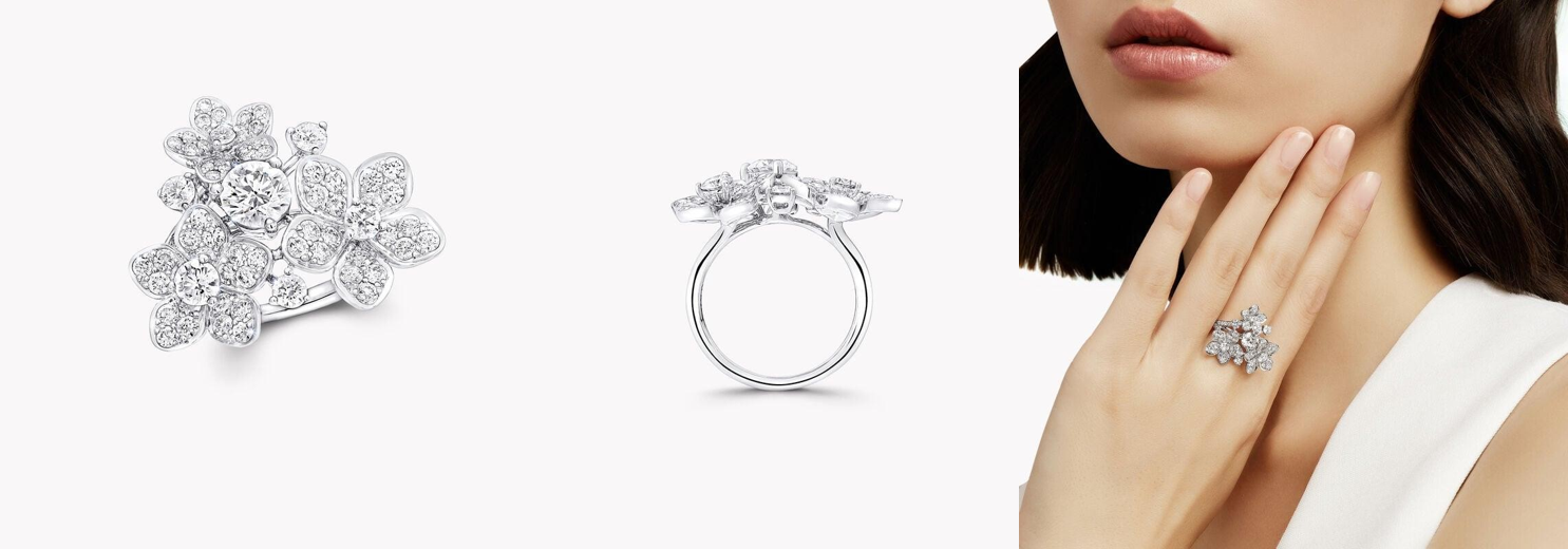 Wild Flower Diamond Cluster Ring WHITE GOLD