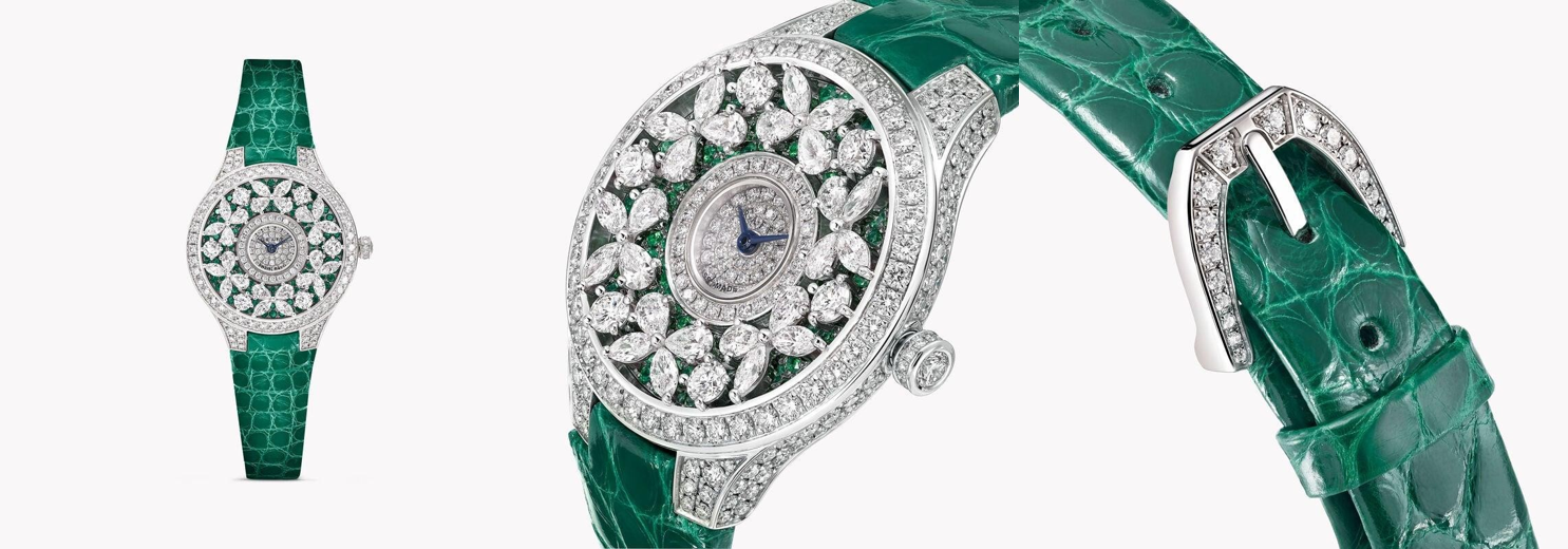 Classic Butterfly Diamond and Emerald Watch