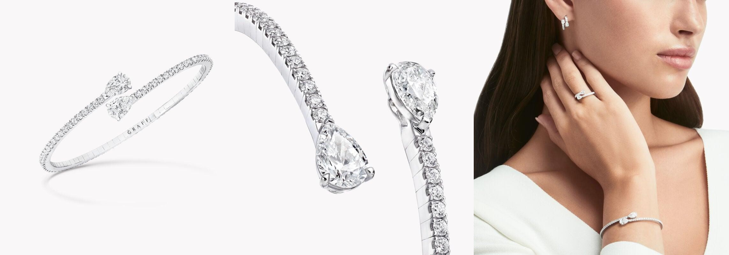 Duet Wraparound Diamond Bangle WHITE GOLD