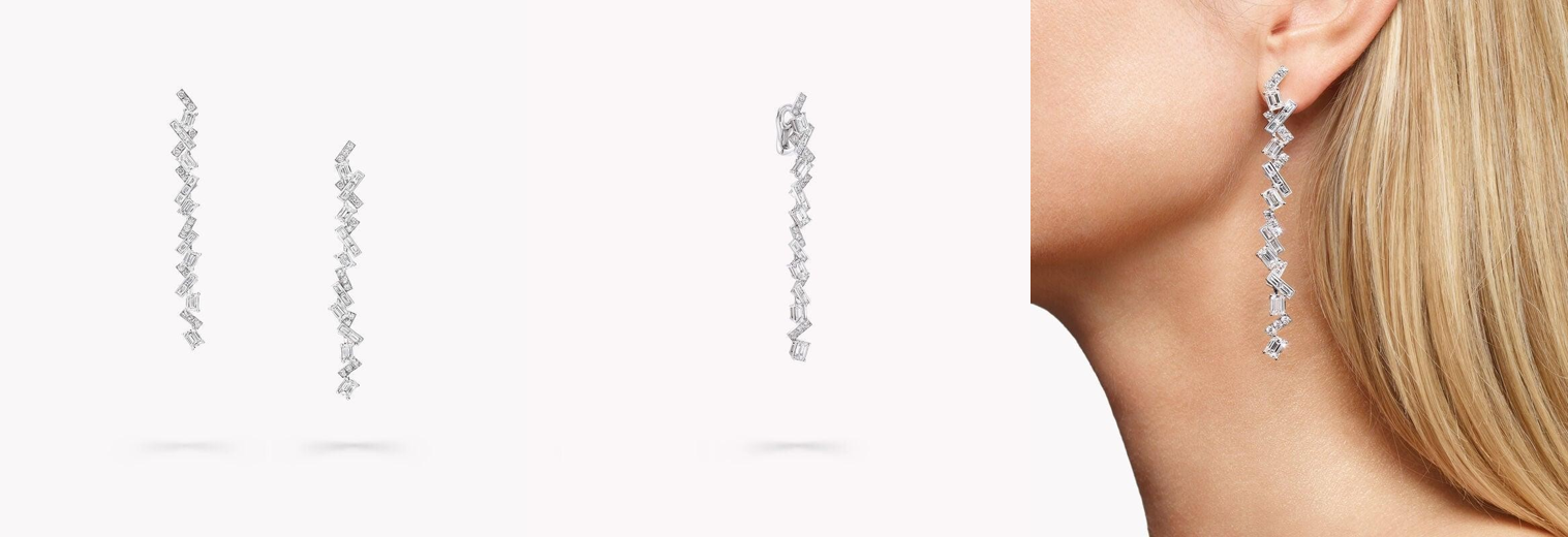 Threads Diamond Drop Earrings WHITE GOLD