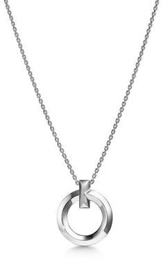 T1 Circle Pendant in White Gold, Small