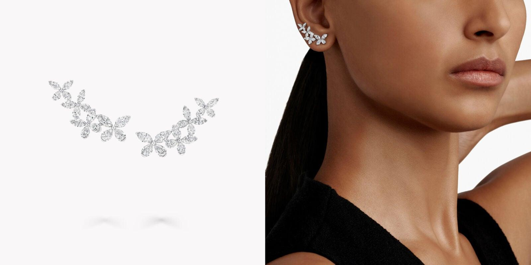 Threads Diamond Drop Earrings WHITE GOLD
