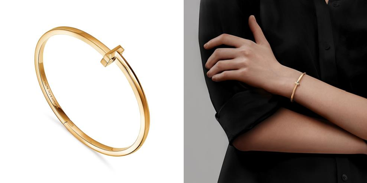 T1 Narrow Hinged Bangle in Yellow Gold