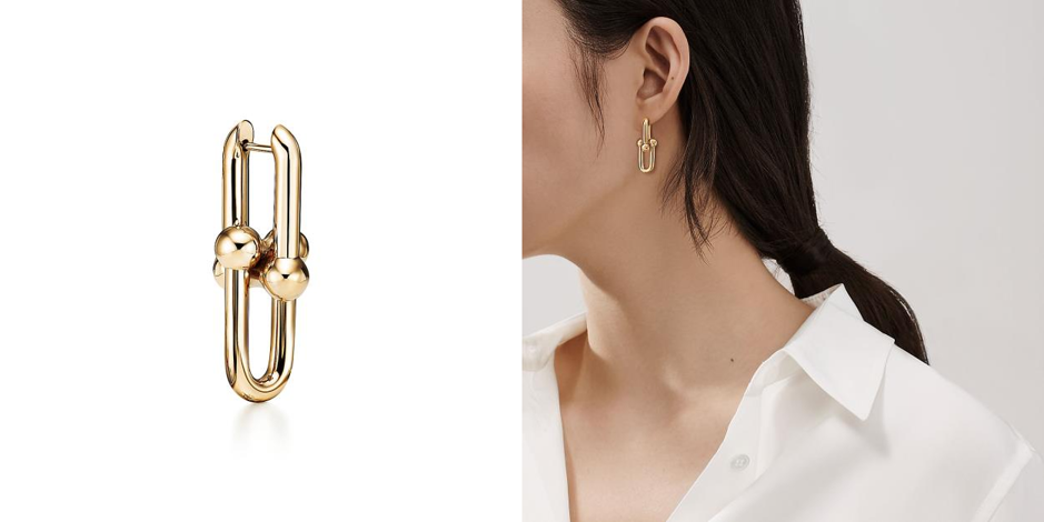 Large Link Earrings in Yellow Gold