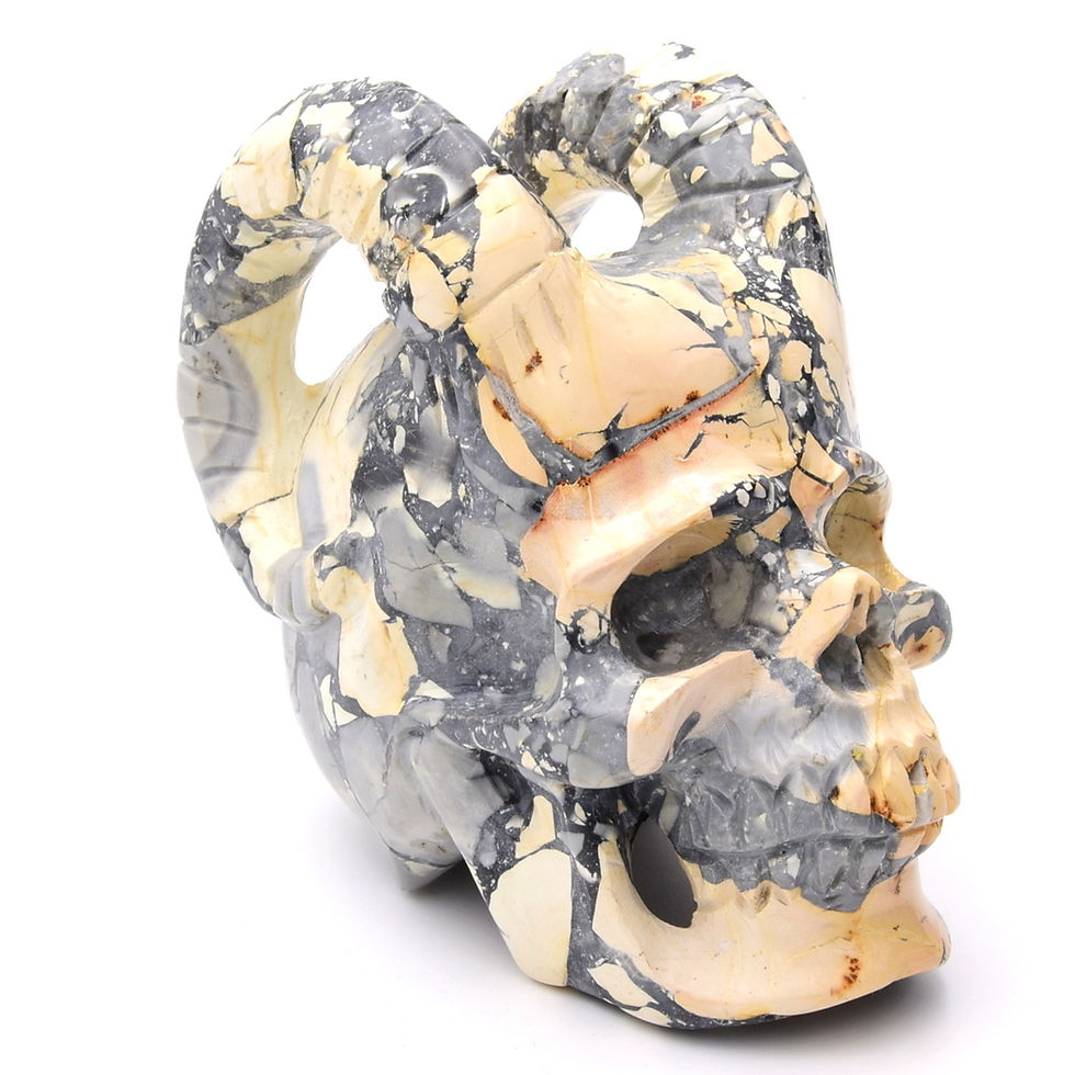 Thumbnail: Maligano Jasper Skull - Large with horns