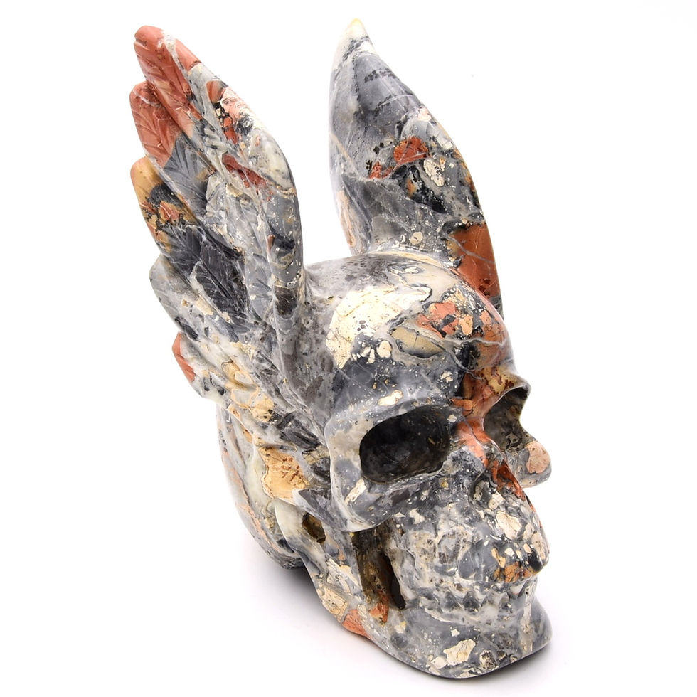 Thumbnail: Maligano Jasper Skull - Large with wings — 840g — #0015