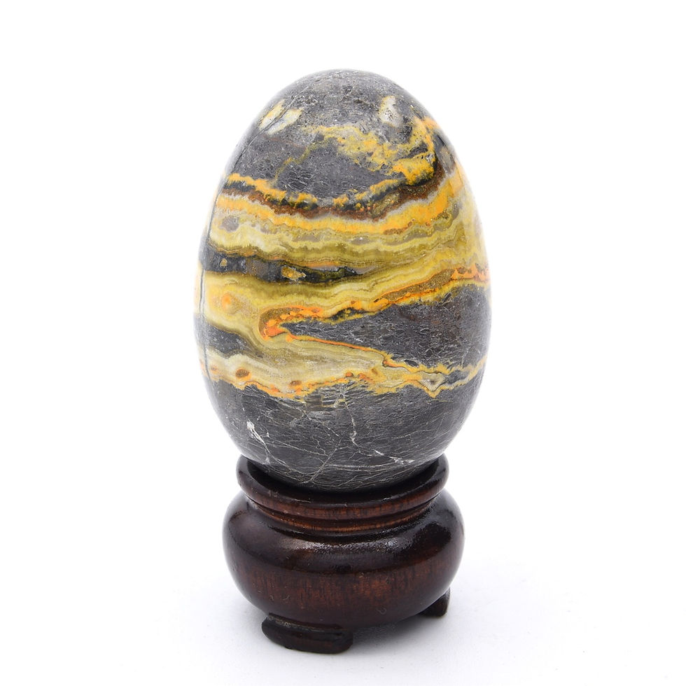 Thumbnail: Bumblebee Jasper Egg — Golden-Yellow & Orange Banded — 93g — #329