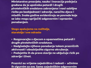 Apel Ministarstva prosvjete, nauke i inovacija