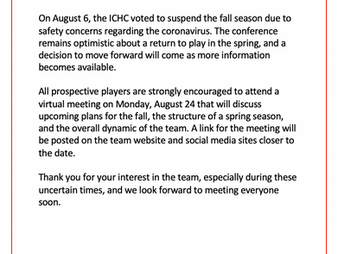 2020 Season Update