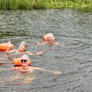 Wild swimming in the lake at Abbots Ripton Estate, Cambridgeshire