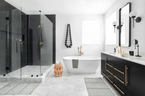 Boho Bold Primary Bath | Studio 790 Interior Design