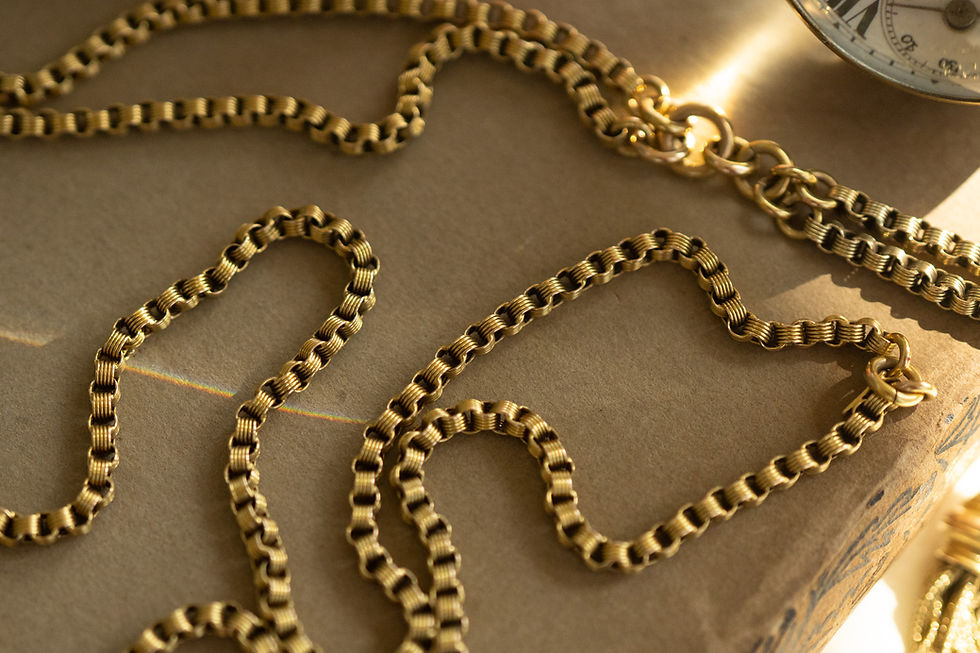 Thumbnail: VICTORIAN 15 CARAT RIBBED ROLO WITH TASSEL DROP