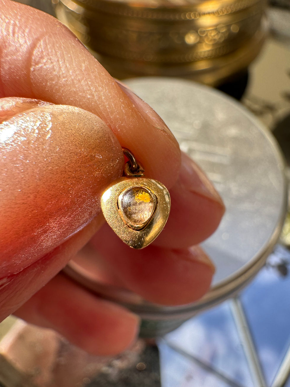 Thumbnail: Antique 18ct Gold Miniature Heart Pendant · Seed Pearl · Memorial Hair Locket