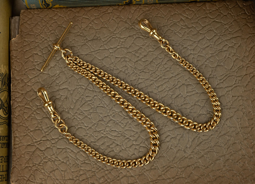 9CT RARE SUPER GOLDEN DOUBLE ALBERT CHAIN