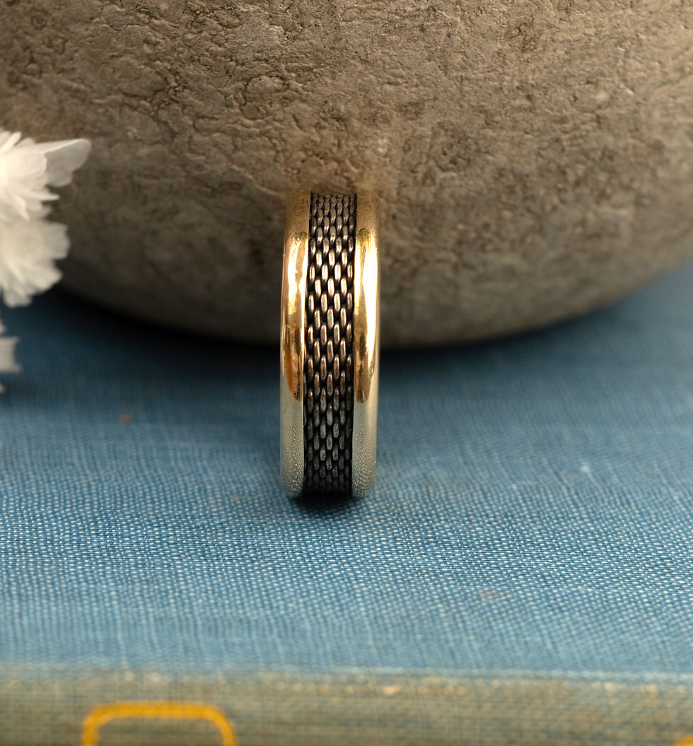 silver and 9 carat gold stacking band