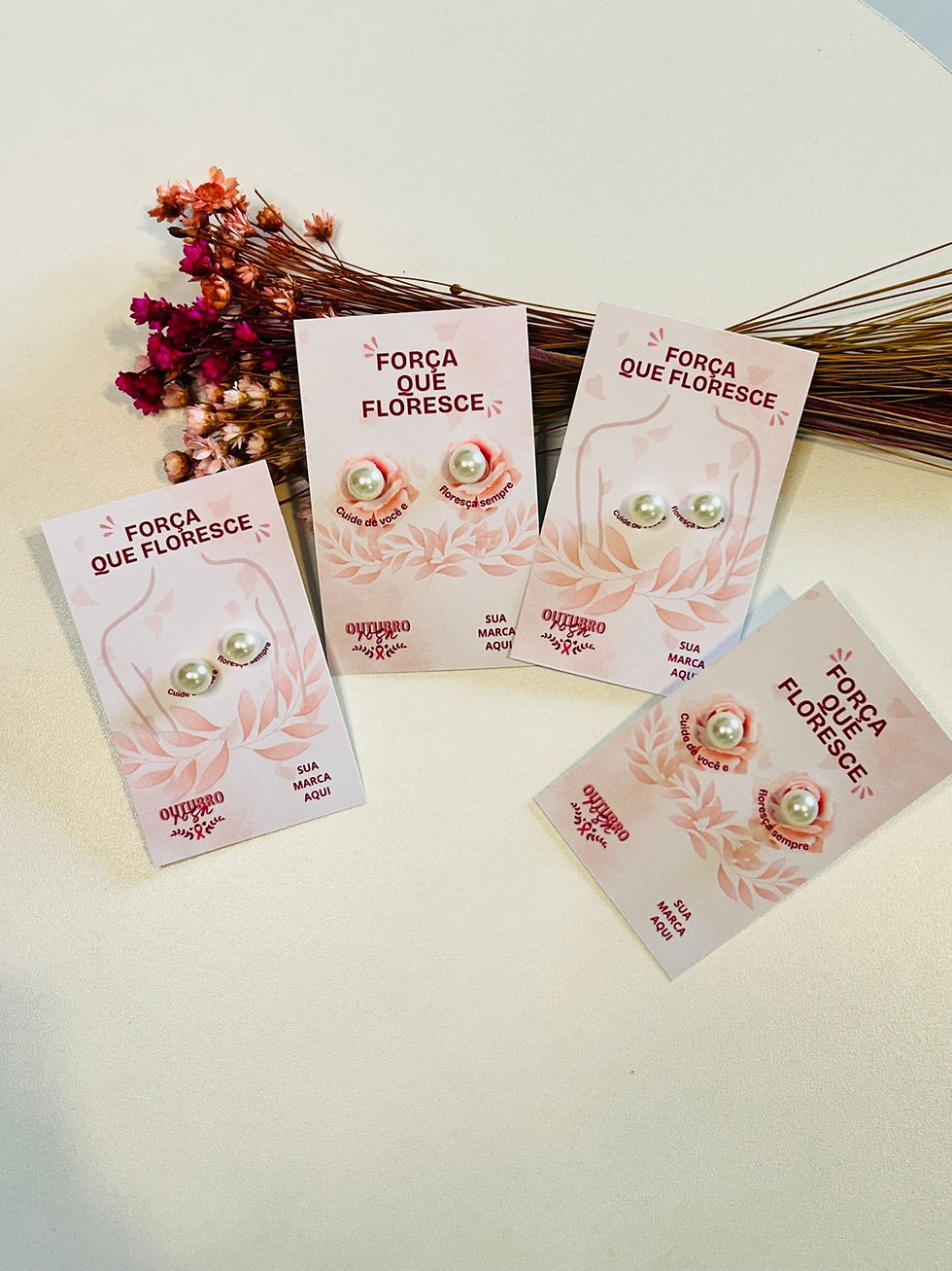 Miniatura: Card com Brincos Pérola -Outubro Rosa - Personalizados