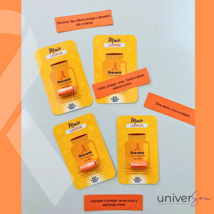 Miniatura: Card com Pílula de Mensagem Personalizado - Maio Laranja