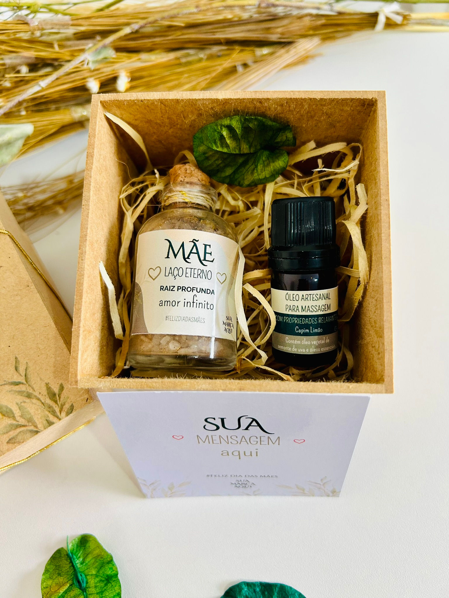 Caixinha Mini Spa - Escalda pés e Oléo de Massagem - Dia das Mães - 20 unidades