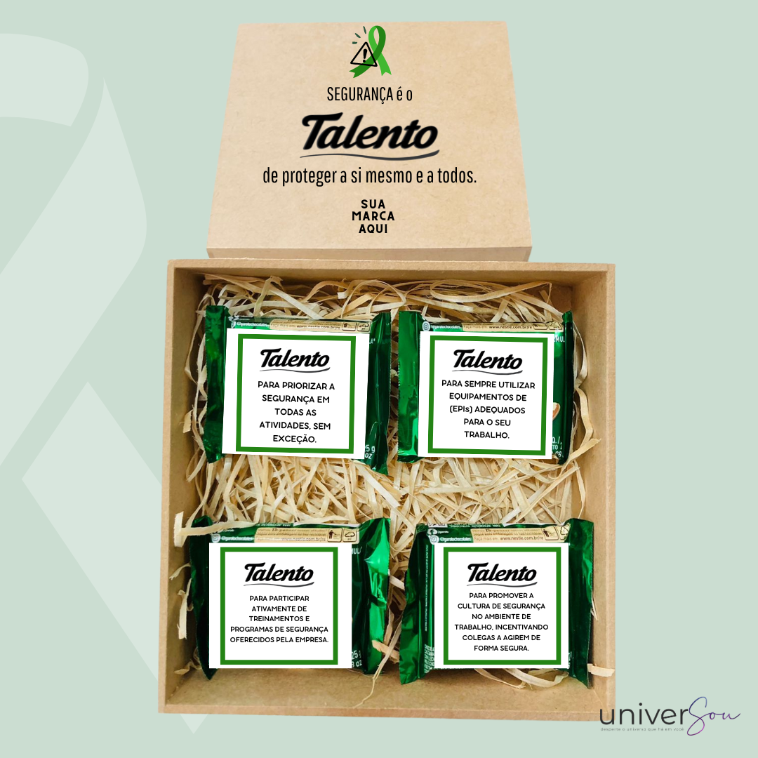 Caixas de MDF Talento - Personalizadas (Com Chocolates) - Abril Verde