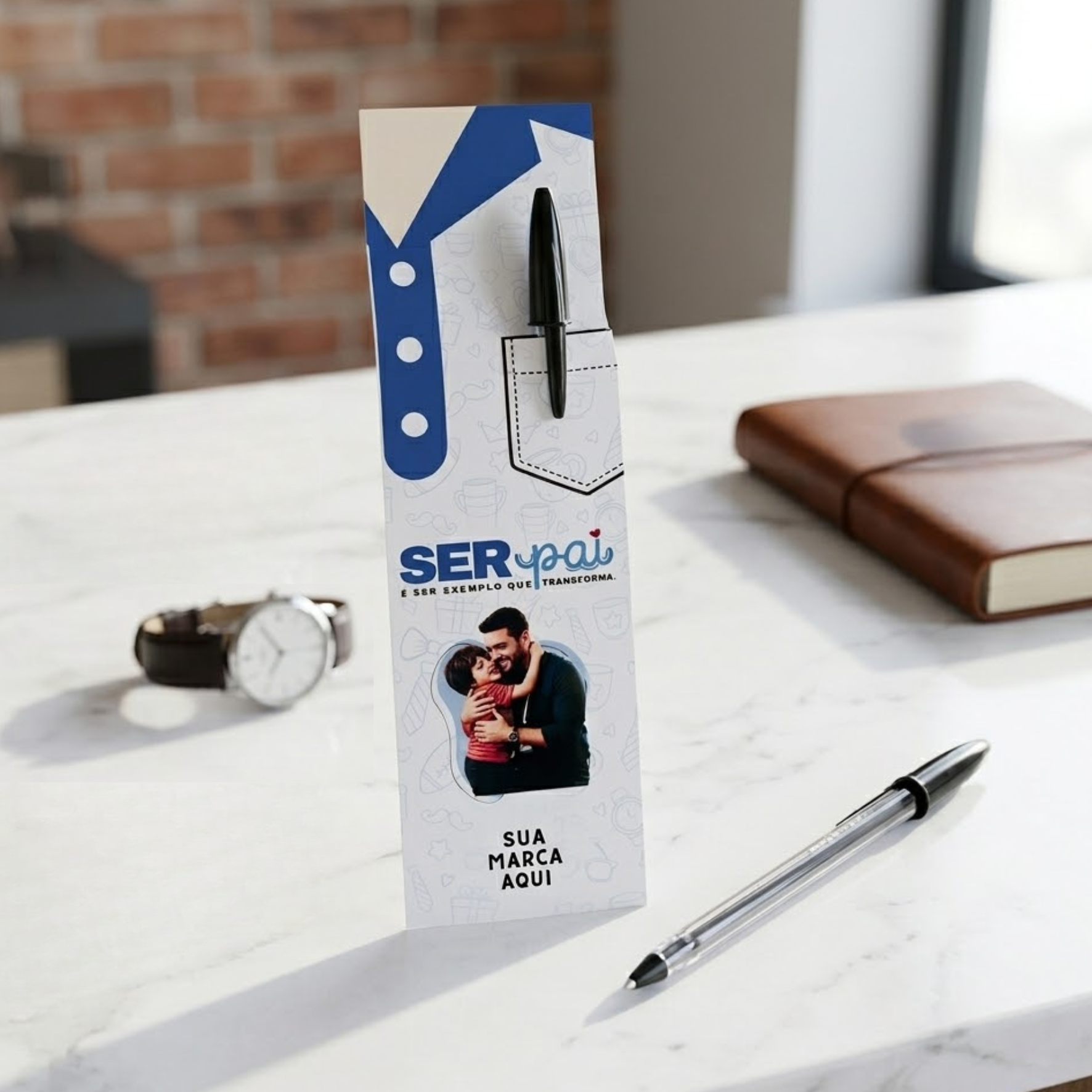 Card com uma caneta Bic - Personalizados - Dia dos Pais 2026
