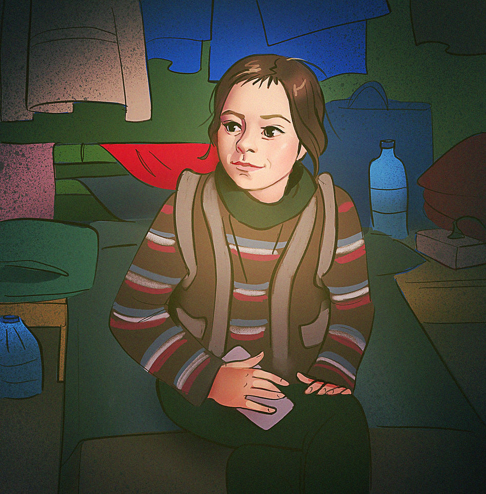 Portrait of girl from bomb shelter
