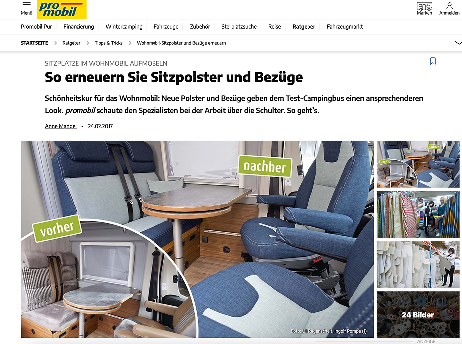 Beitrag promobil Wohnmobilpolster erneuern