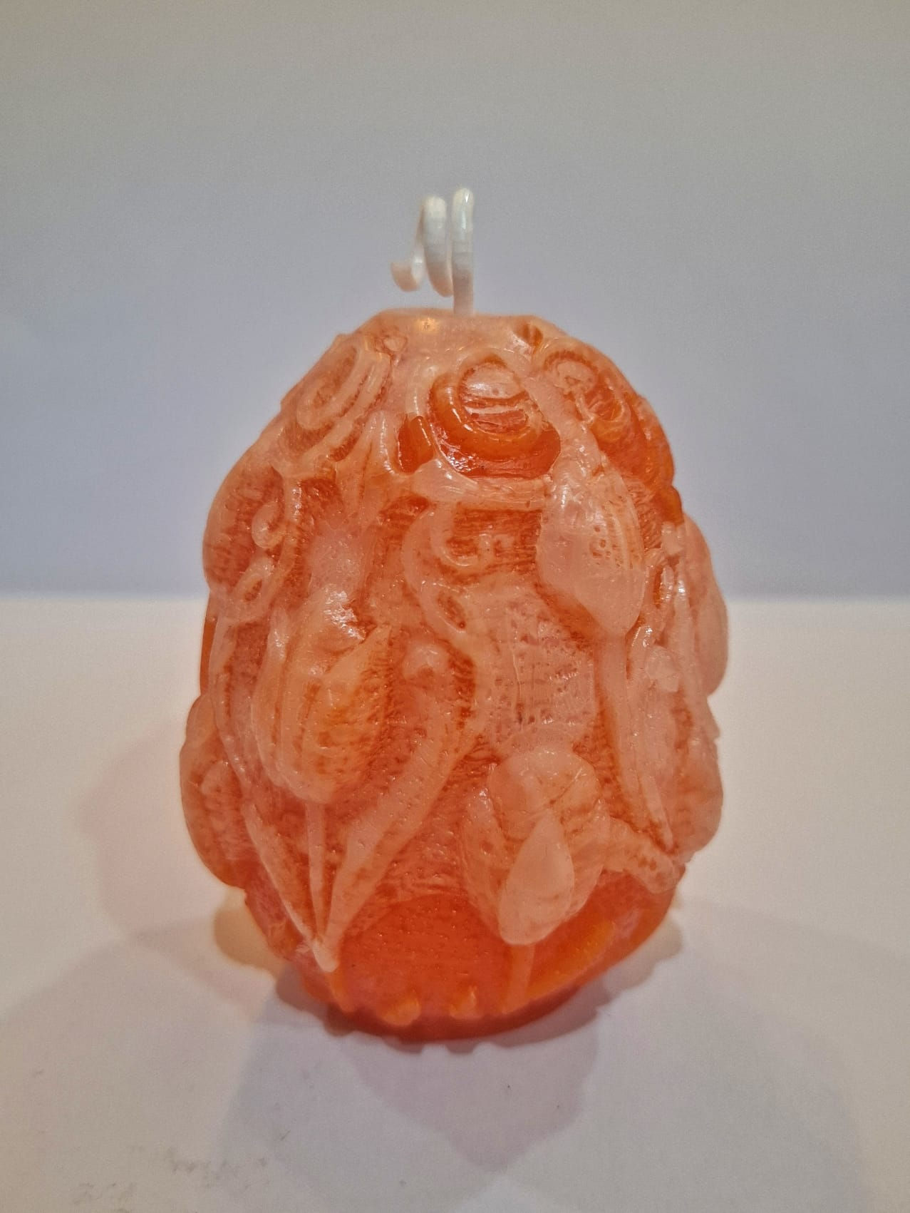 Orange and White Egg Candle 1
