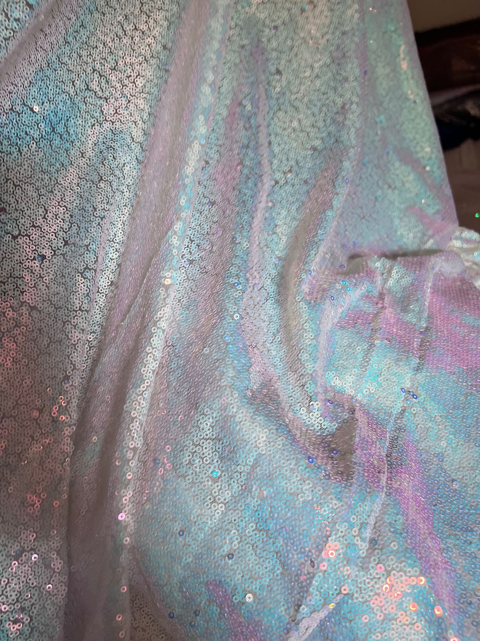 Thumbnail: Blue white Iridescent 3mm Sequin Fabric Sparkly 130c