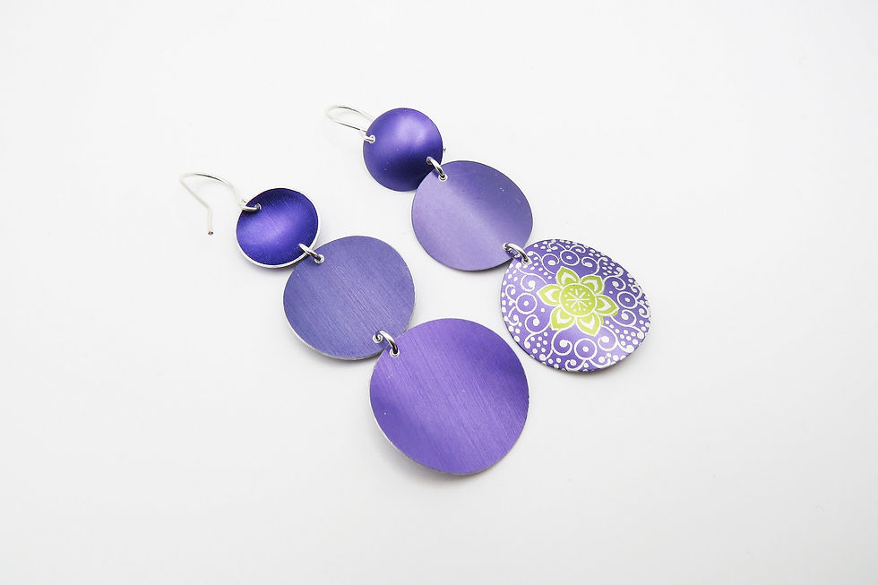 Thumbnail: Mandala print in purple and lime triple drop