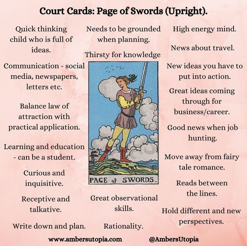 Page of Swords Upright tarot card meanings