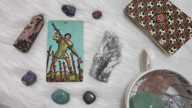 Seven of Wands | Symbology & Interpretations | Tarot Card Meanings
