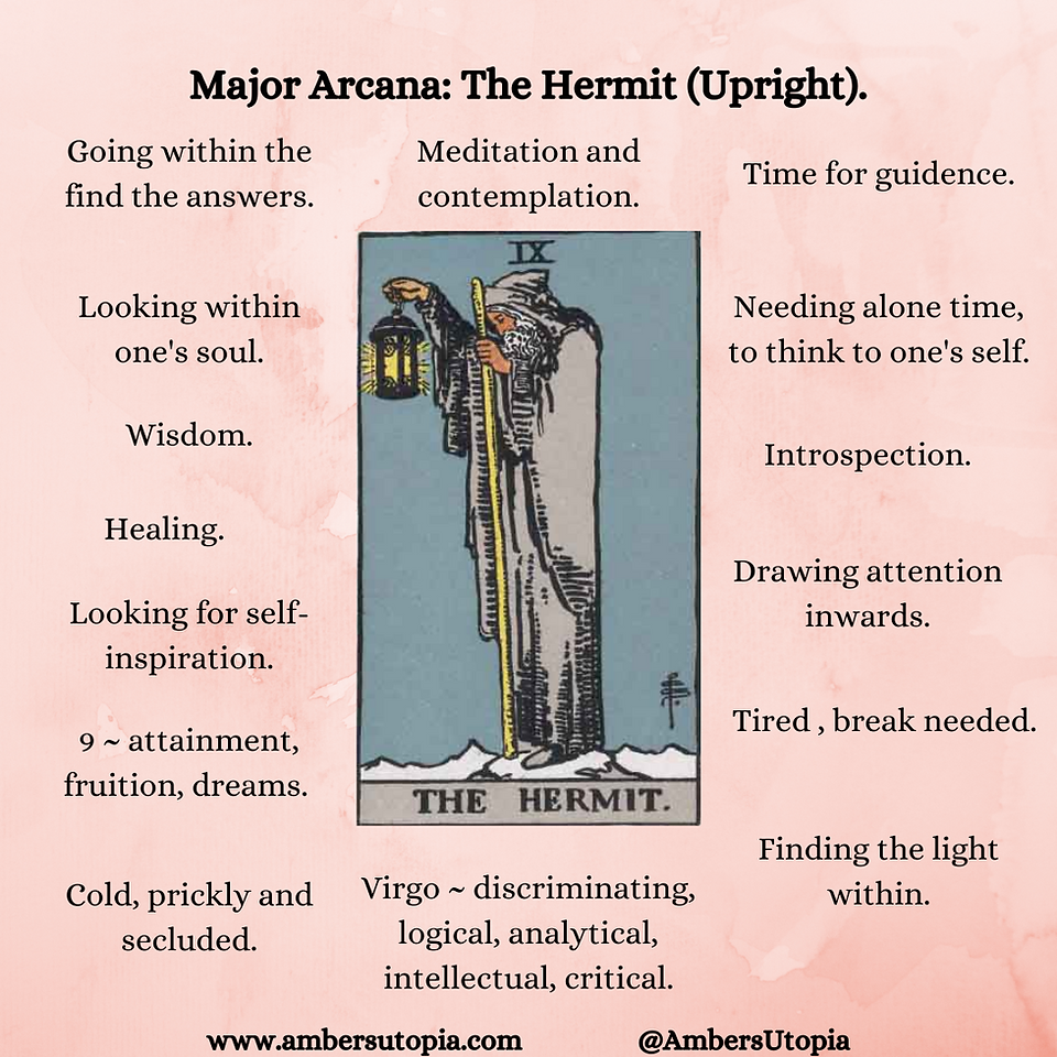 The Hermit Tarot Upright Keywords