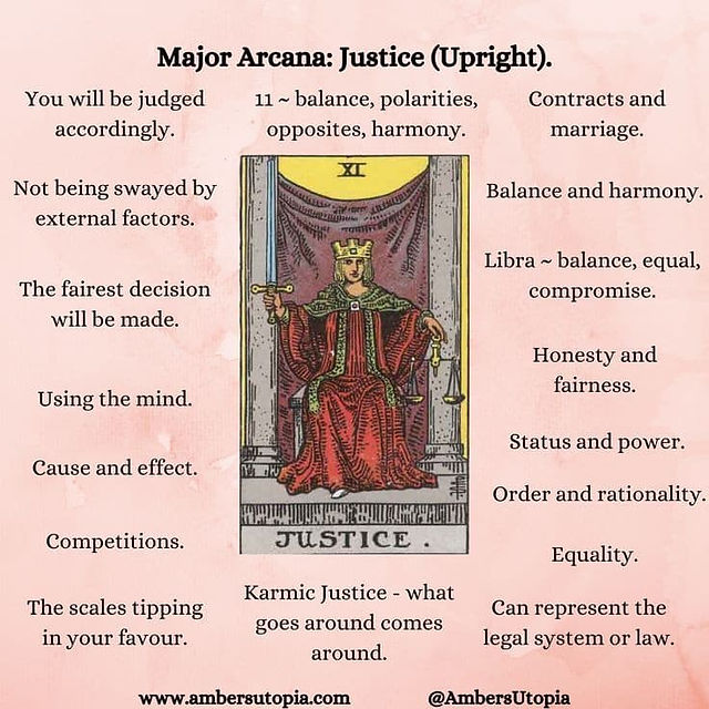 Justice Tarot Card Upright Keywords