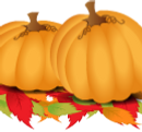 Pumpkins on Autumn Leaves