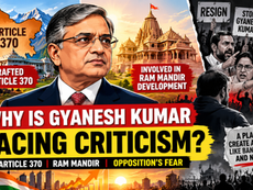 Gyanesh Kumar controversy featuring Article 370, Ram Mandir, opposition protests and debate over the Chief Election Commissioner’s role in India.