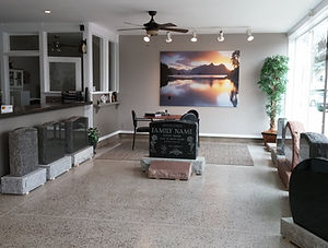 Tombstones, Monuments and Markers in the Tillsonburg Memorials showroom