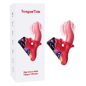 Red App-Controlled Tongue Vibrator – 9 Vibrating + 9 Tongue-Licking + 9 Rotating