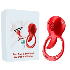 Red App-Controlled Wearable Vibrator – Tongue-Licking Design, 9 Speeds, Magnetic