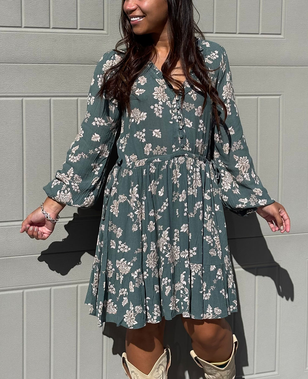 Thumbnail: Hem and Thread Mini Long Sleeve Dress