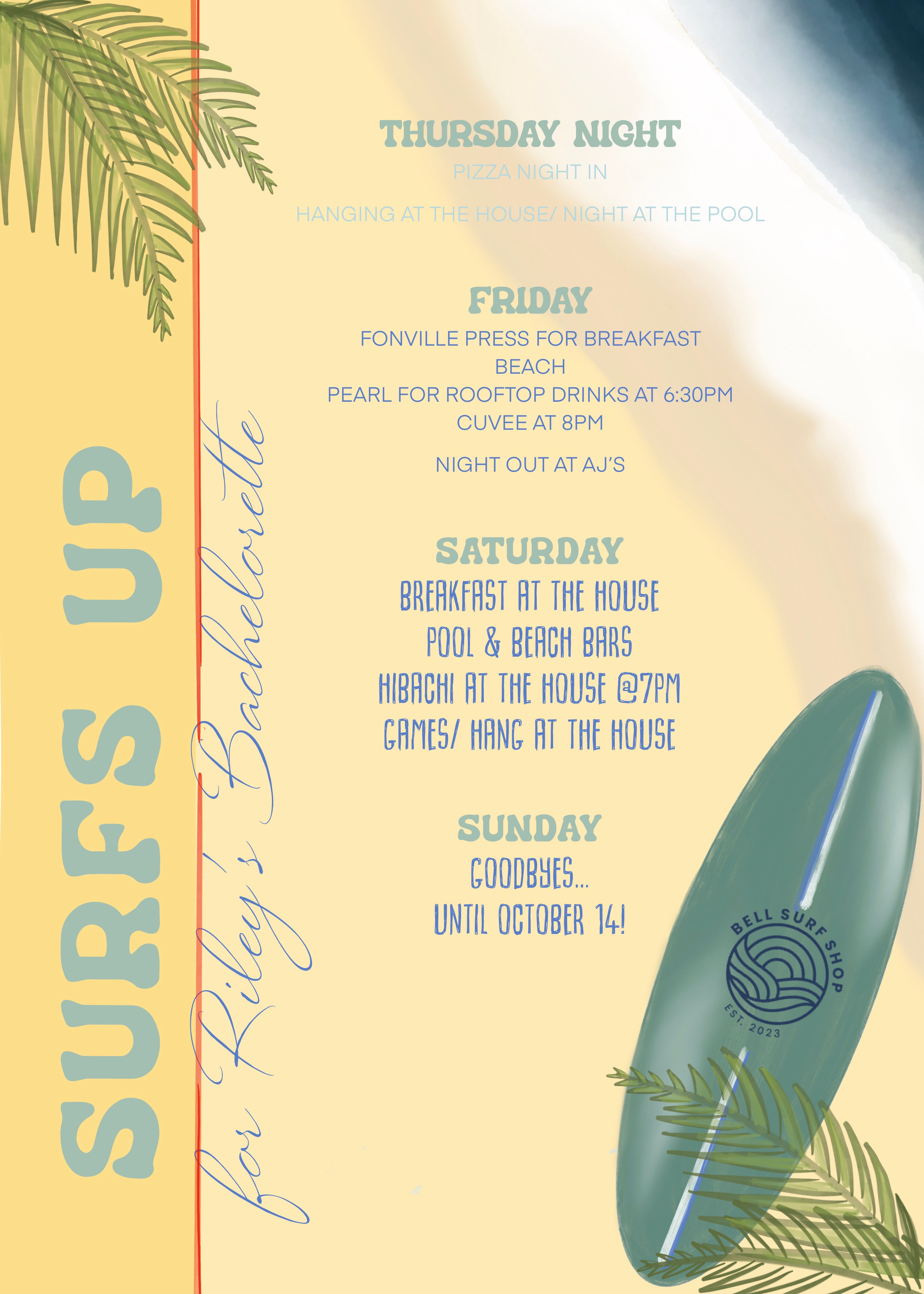 Beach Bachelorette Itinerary