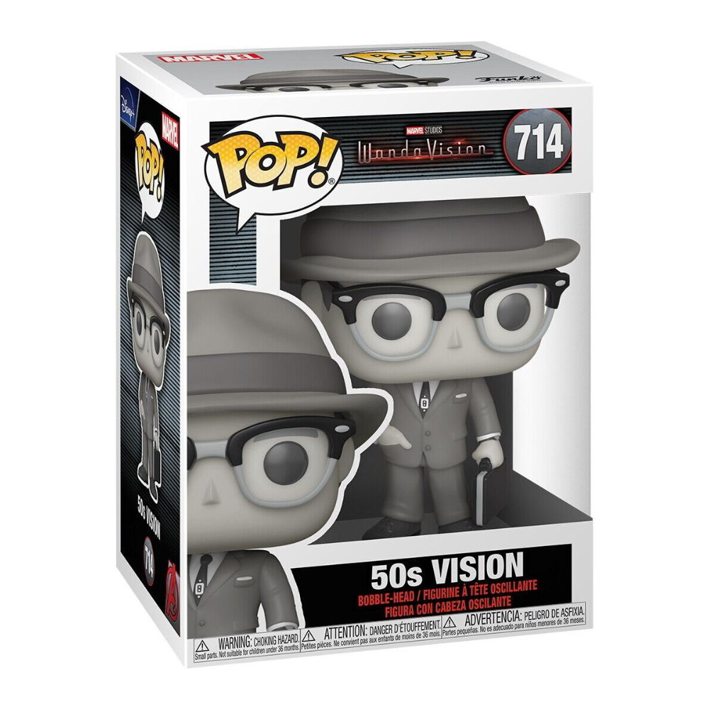 Funko Pop! Marvel Vision 50s, in einer Box mit dem Funko Pop.
